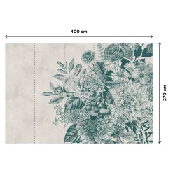 Clearance Papier peint panoramique XL RACIMO 400 x 270 cm bleu pétrole - 4MURS Papiers Peints Panoramiques|Papiers Peints