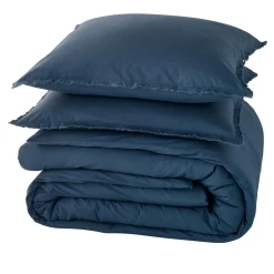 New Parure de lit en coton lavé ZOHA bleu nuit 260 x 240 cm - 4MURS Linge De Maison