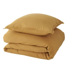 Hot Parure de lit en coton lavé ZOHA caramel 260 x 240 cm - 4MURS Linge De Maison