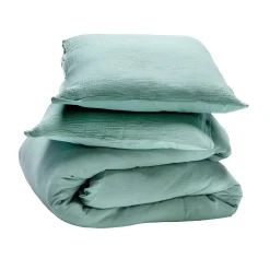 Clearance Parure de lit en gaze de coton ANOKIAS amande 240 x 260 cm - 4MURS Linge De Maison