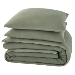 Outlet Parure de lit en gaze de coton ANOKIAS kaki 240 x 220 cm - 4MURS Linge De Maison