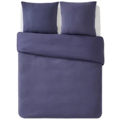 Sale Parure de lit en gaze de coton ANOKIAS bleu marine 240 x 220 cm Linge De Maison