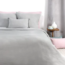Hot Parure de lit en gaze de coton ANOKIAS gris perle 240 x 260 cm - 4MURS Linge De Maison