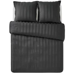 Online Parure de lit en satin de coton BONE anthracite 260 x 240 cm - Linge De Maison