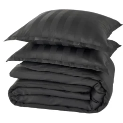 Fashion Parure de lit en satin de coton BONE anthracite 240 x 220 cm - Linge De Maison