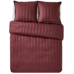 Fashion Parure de lit en satin de coton BONE bordeaux 240 x 220 cm - Linge De Maison