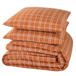 Best Parure de lit en toile de coton CRAFTED CHECK camel 260 x 240 cm Linge De Maison
