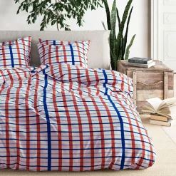 Online Parure de lit en toile de coton CASSAN rouge 260 x 240 cm - Linge De Maison
