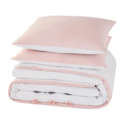 Hot Parure de lit en toile de coton POUPIE blanc 260 x 240 cm - 4MURS Linge De Maison