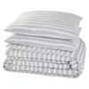 New Parure de lit en toile de coton BRUSH STRIPES gris 260 x 240 cm Linge De Maison