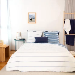 Sale Parure de lit en toile de coton STRIPES bleu 240 x 220 cm - 4MURS Linge De Maison
