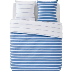 Sale Parure de lit en toile de coton STRIPES bleu 240 x 220 cm - 4MURS Linge De Maison