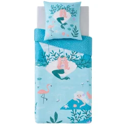 Discount Parure de lit en toile de coton SIRENINA bleu acqua 140 x 200 cm Enfant Textile De Maison Enfant|Linge De Maison