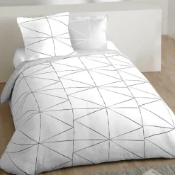 Hot Parure de lit en toile de coton LOZI gris perle 140 x 200 cm - 4MURS Linge De Maison