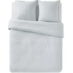 Outlet Parure de lit lin et coton lavé MACHA gris horizon 260 x 240 cm Linge De Maison