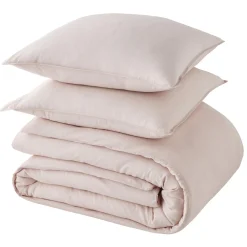 Best Parure de lit lin et coton lavé MACHA bois de rose 260 x 240 cm Linge De Maison