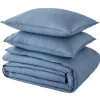 Outlet Parure de lit lin et coton lavé MACHA bleu mirage 240 x 220 cm - 4MURS Linge De Maison
