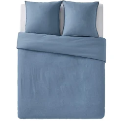Outlet Parure de lit lin et coton lavé MACHA bleu mirage 240 x 220 cm - 4MURS Linge De Maison