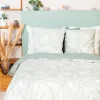 Hot Parure de lit lin et coton lavé PAMPELUNE blanc / vert 260 x 240 cm Linge De Maison