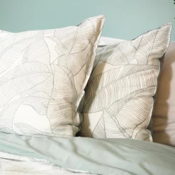 Hot Parure de lit lin et coton lavé PAMPELUNE blanc / vert 260 x 240 cm Linge De Maison