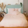 Fashion Parure de lit lin et coton lavé EVI rose 260 x 240 cm - 4MURS Linge De Maison