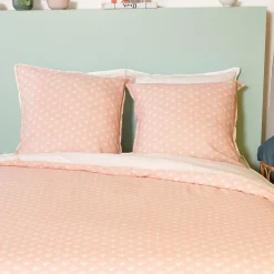 Fashion Parure de lit lin et coton lavé EVI rose 260 x 240 cm - 4MURS Linge De Maison