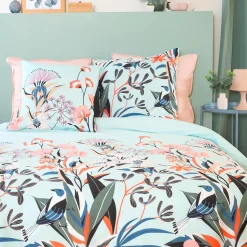 Clearance Parure de lit satin bio PAYA coloris bleu 240 x 220 cm - 4MURS Linge De Maison