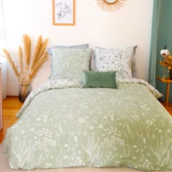 Discount Parure de lit satin bio SUSIE vert amande 240 x 220 cm - 4MURS Linge De Maison