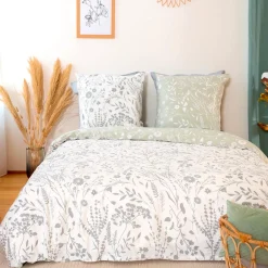 Sale Parure de lit satin bio SUSIE vert amande 260 x 240 cm - 4MURS Linge De Maison