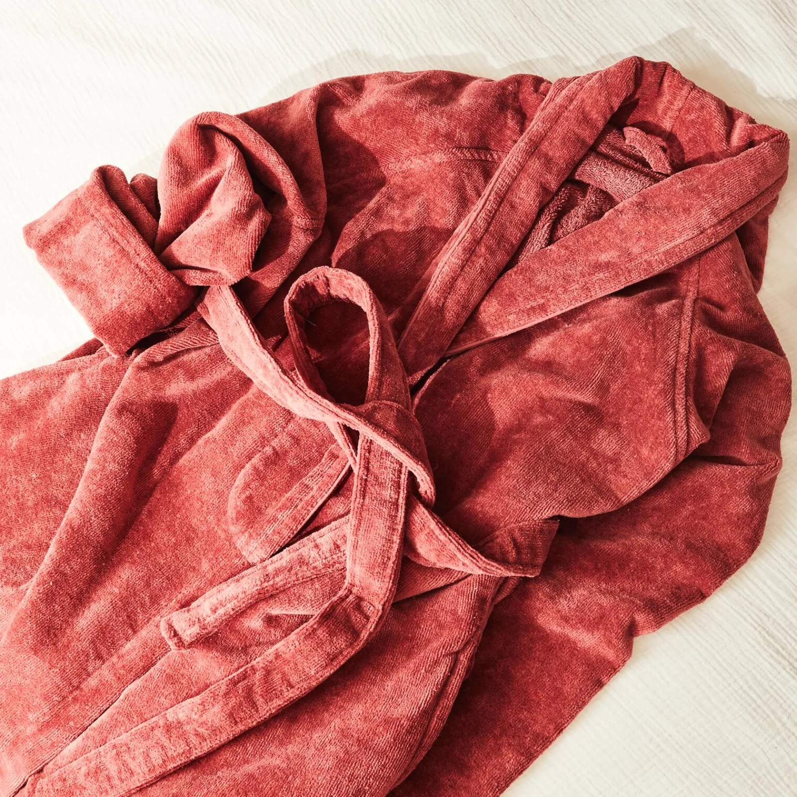 Sale Peignoir FLORENCE coloris bordeaux - 4MURS Linge De Maison