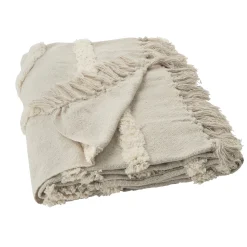 Online Plaid franges MAURO coloris blanc cassé - 4MURS Plaids