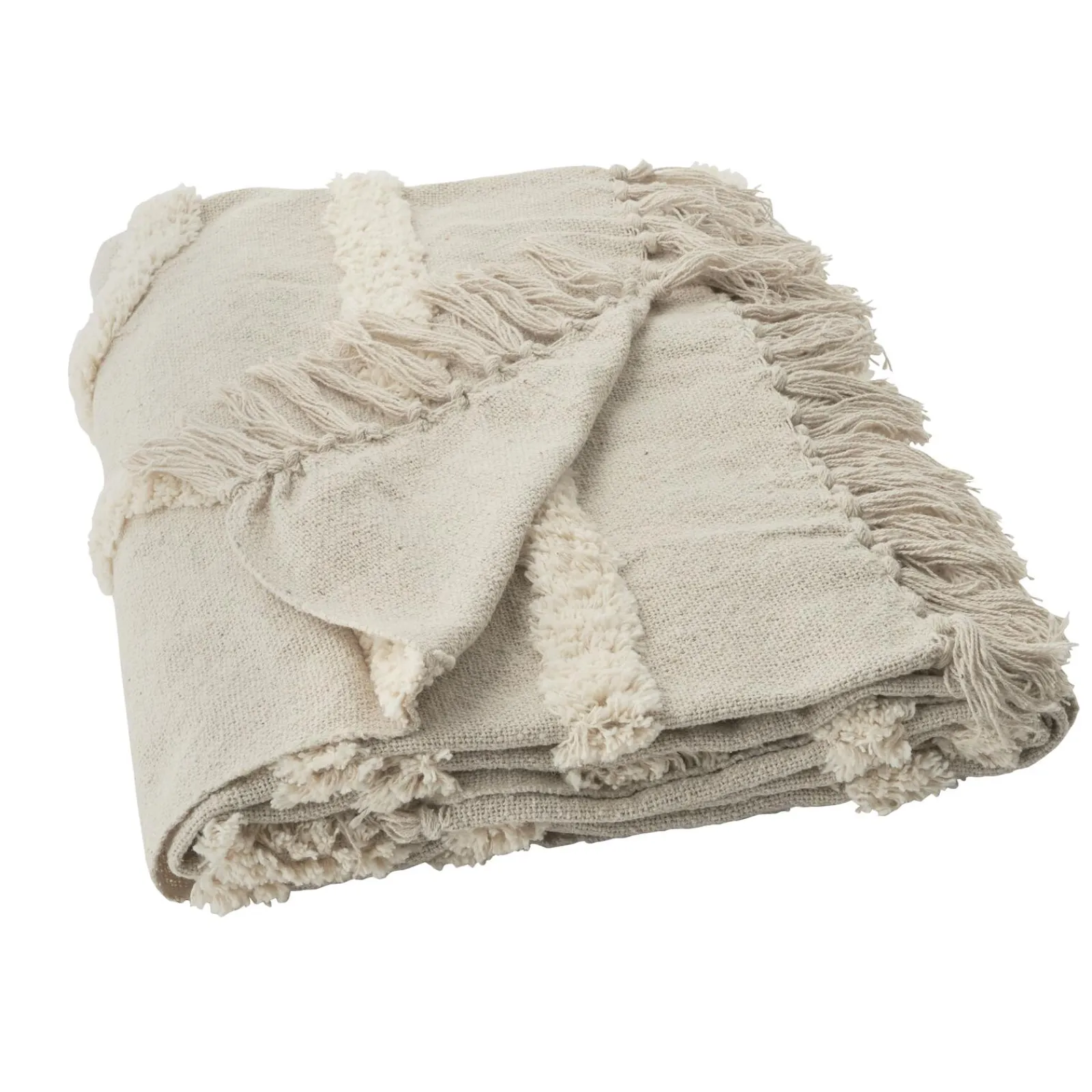 Online Plaid franges MAURO coloris blanc cassé - 4MURS Plaids