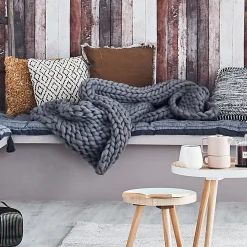 Fashion Plaid grosse maille VILMA coloris gris - 4MURS Plaids