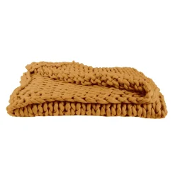 Outlet Plaid grosse maille VILMA coloris jaune moutarde - 4MURS Plaids
