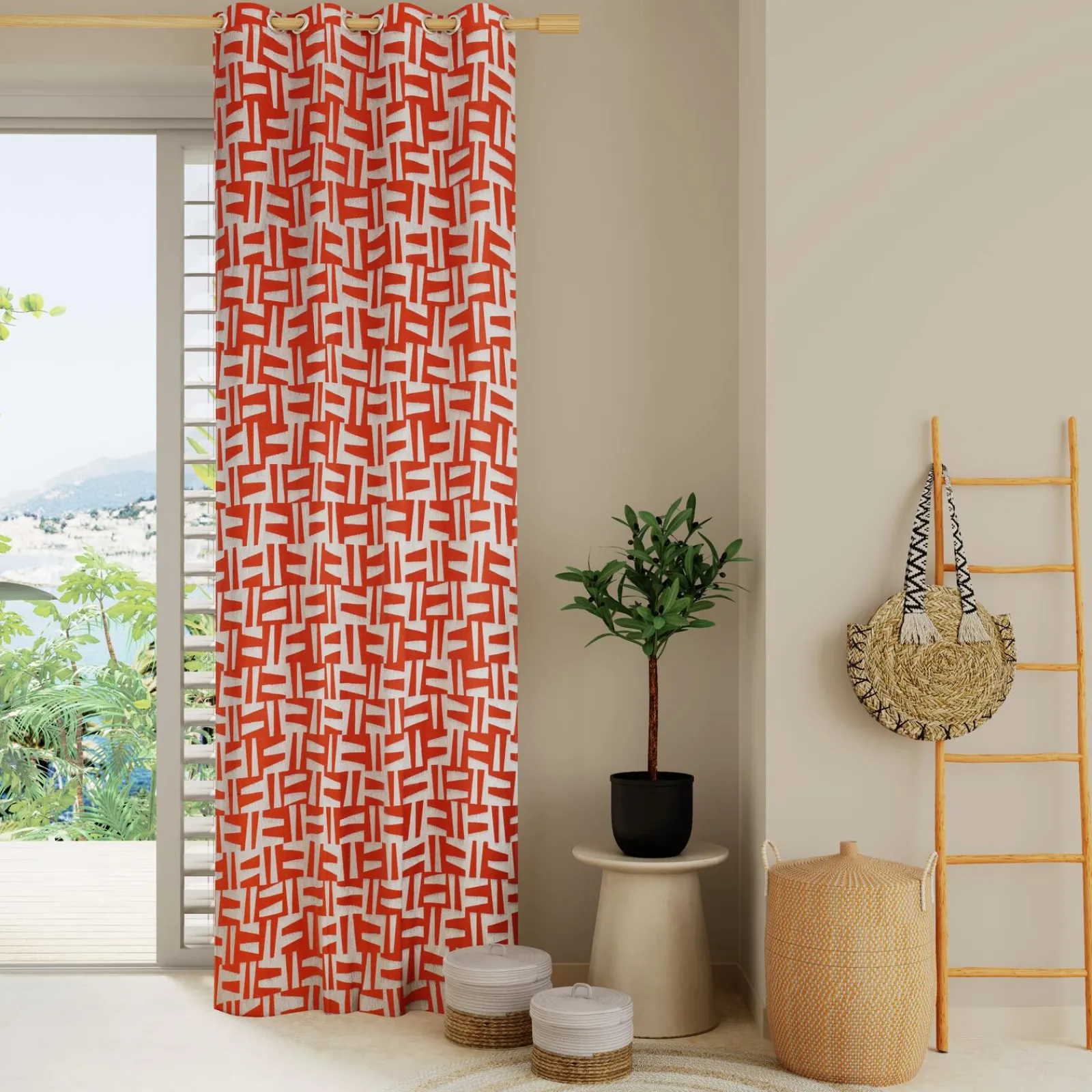 Online Rideau ANTAO coloris brique 140 x 260 cm - 4MURS Rideaux