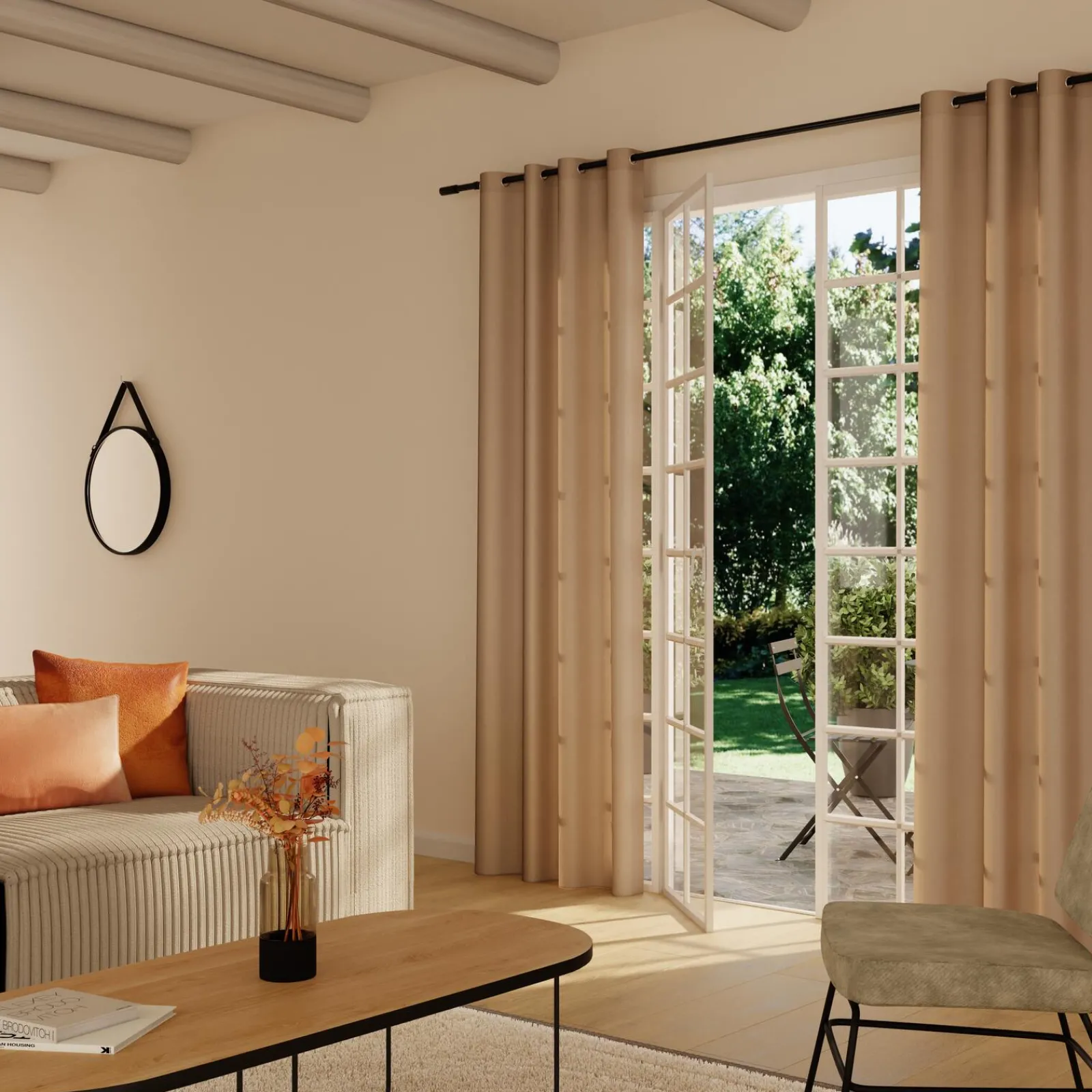Clearance Rideau COTOON coloris ficelle 140 x 240 cm - 4MURS Rideaux