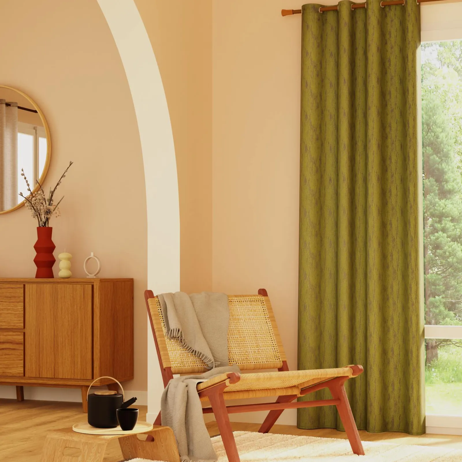 Clearance Rideau ILAN coloris vert bronze 140 x 260 cm - 4MURS Rideaux