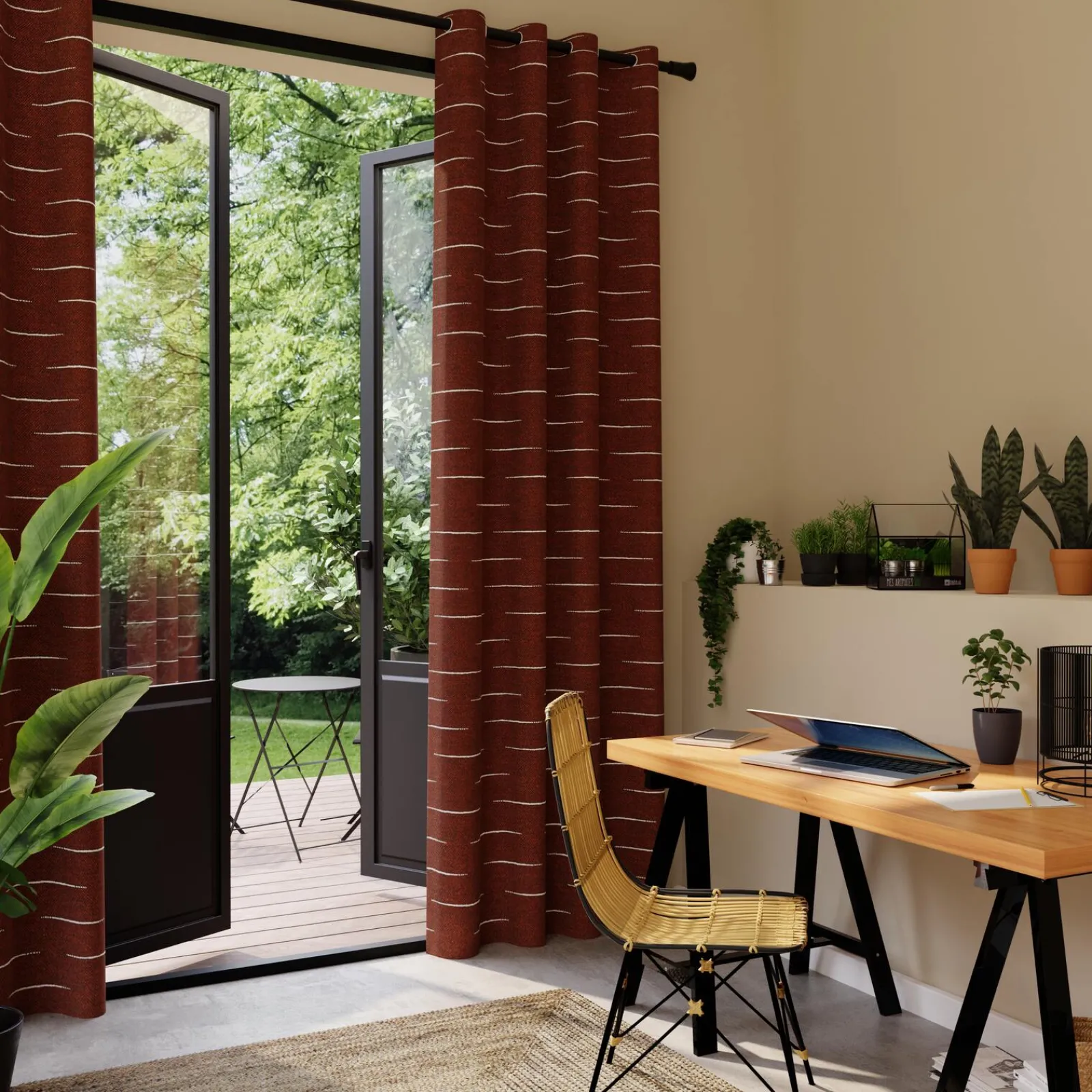 New Rideau KISO coloris roux 140 x 260 cm - 4MURS Rideaux