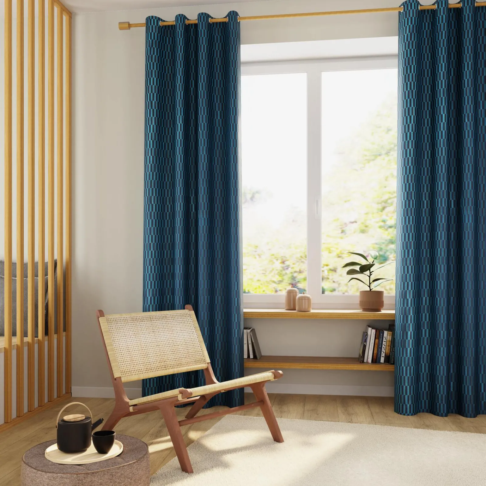 Fashion Rideau LORD coloris bleu oxyde 140 x 260 cm - 4MURS Rideaux