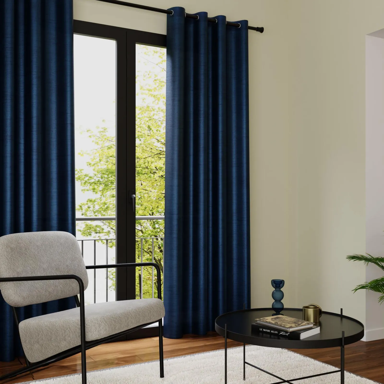 Sale Rideau PEGAZE coloris bleu nuit 135 x 260 cm - 4MURS Rideaux