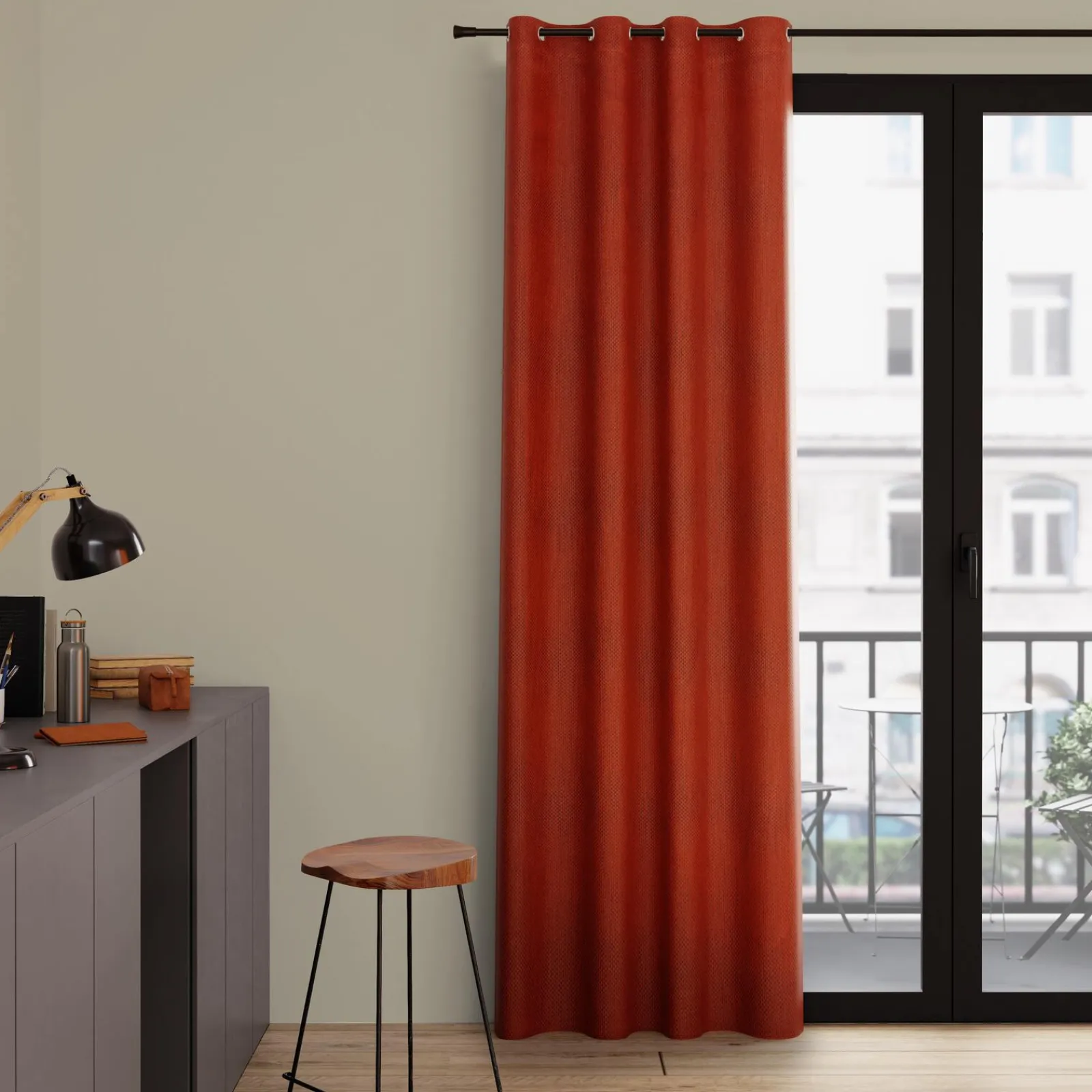 Outlet Rideau TRICTRAC coloris rouille 140 x 260 cm - 4MURS Rideaux