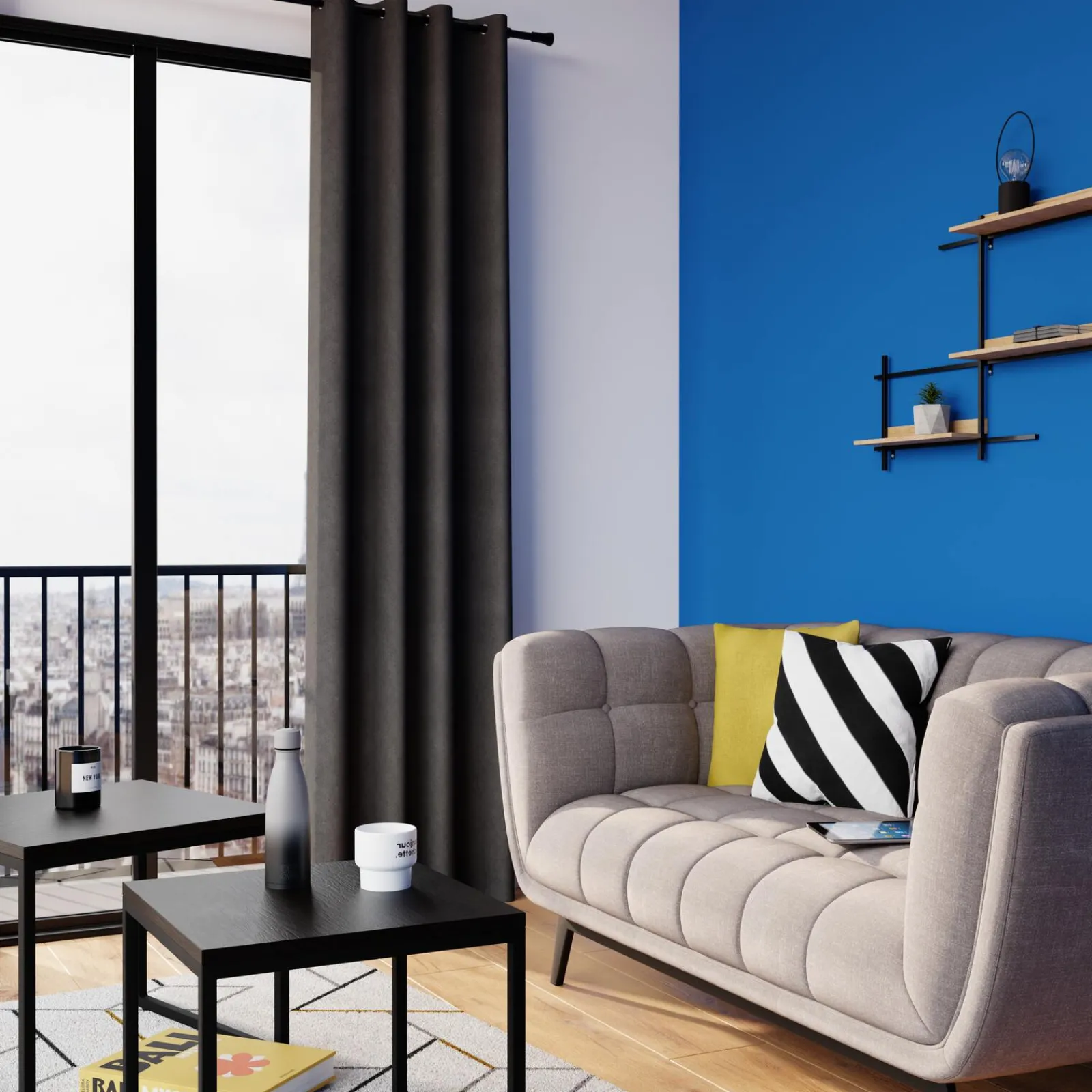 Discount Rideau WALL STREET coloris anthracite 145 x 260 cm - 4MURS Rideaux