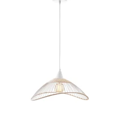 New Suspension KASTELLI RATTAN blanc et beige 24,5 x 45 cm - 4MURS Suspensions