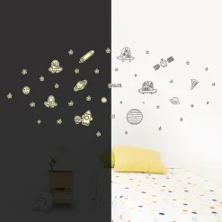 Online Sticker phosphorescent SPACE coloris noir - 4MURS Enfant Déco Enfant|Déco Murale Enfant