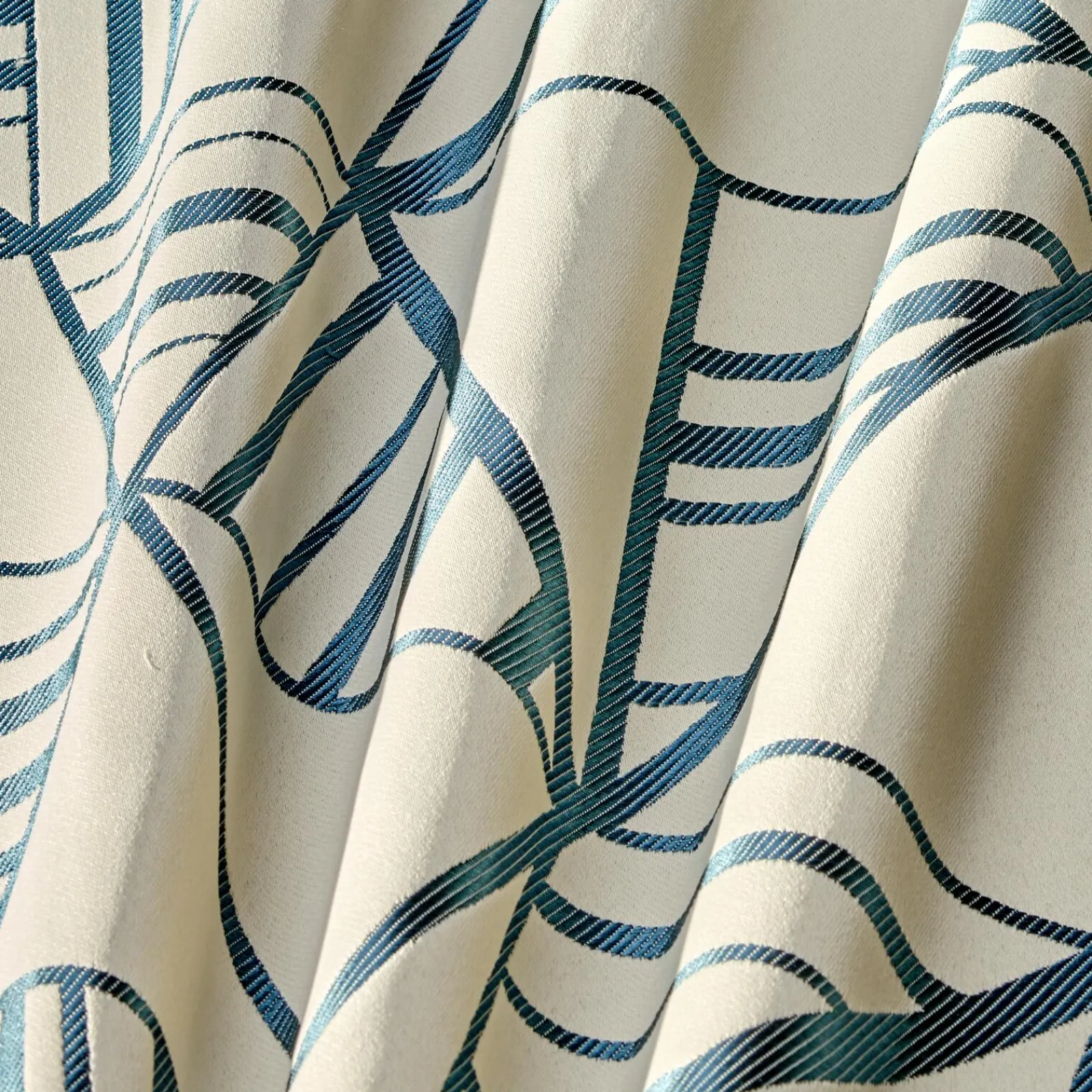 Discount Tissu RENZO coloris bleu paon - 4MURS Rideaux, Voilages Et Stores Sur Mesure