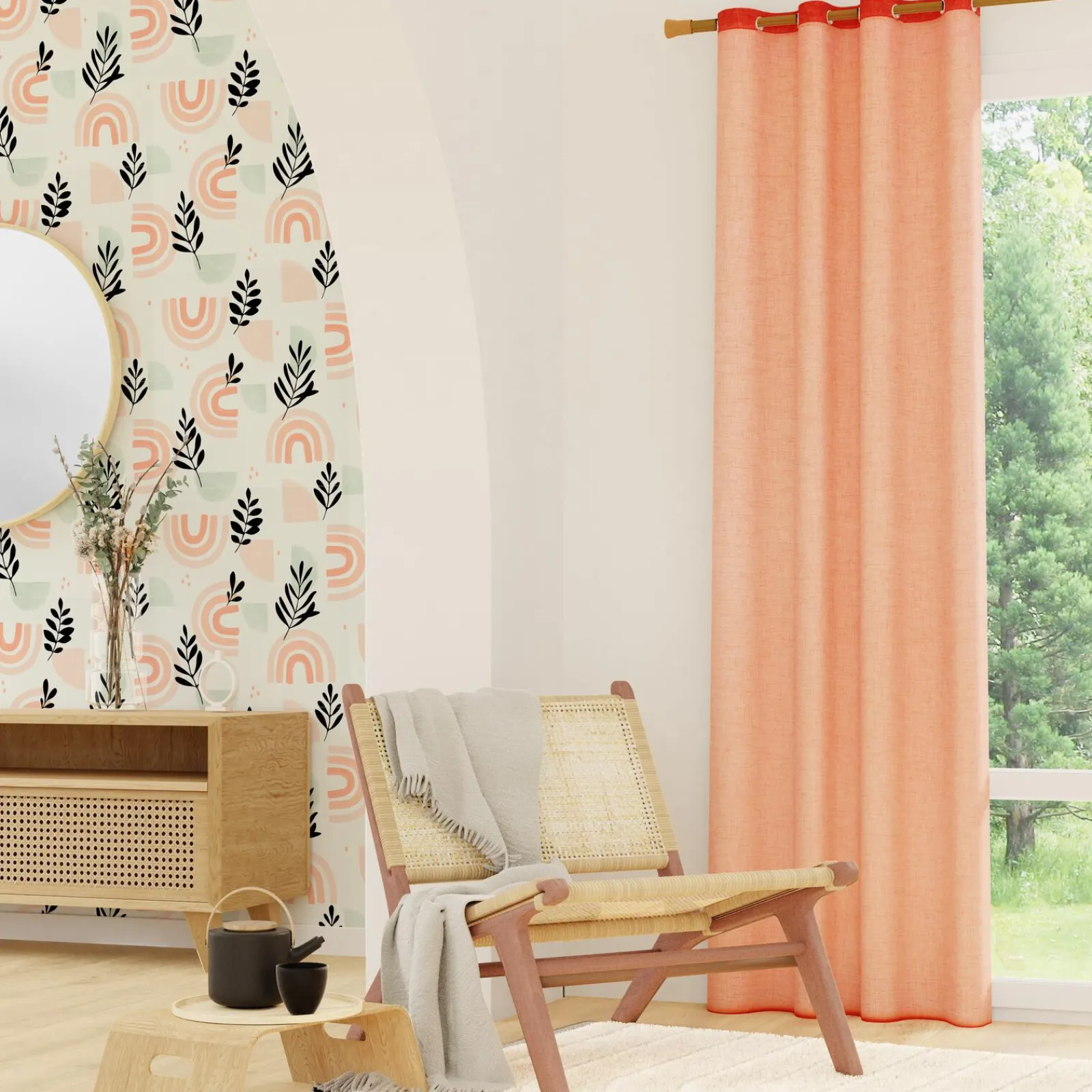 Outlet Voilage AIA coloris corail 140 x 240 cm - 4MURS Voilages, Vitrages, Stores Et Accessoires|Rideaux