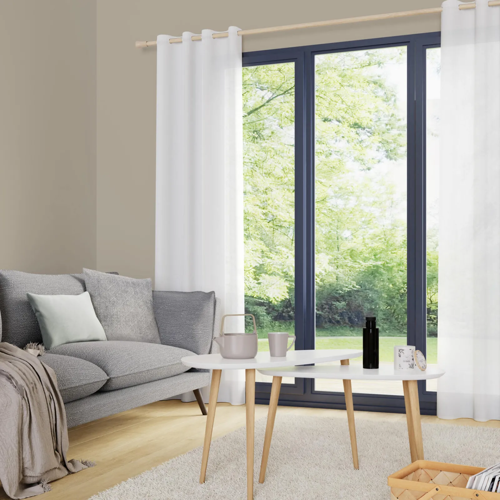 New Voilage ASPECT LIN coloris blanc 145 x 260 cm - 4MURS Voilages, Vitrages, Stores Et Accessoires|Rideaux