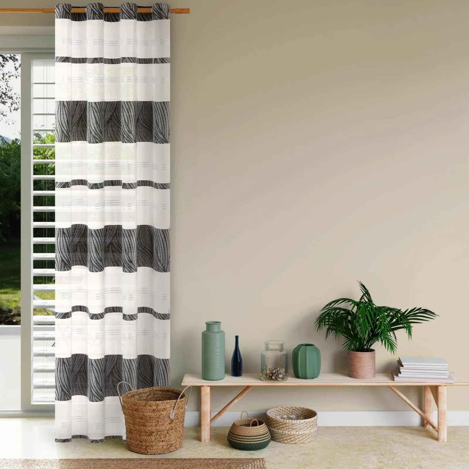 Hot Voilage BAOBAB coloris noir 140 x 240 cm - 4MURS Voilages, Vitrages, Stores Et Accessoires|Rideaux