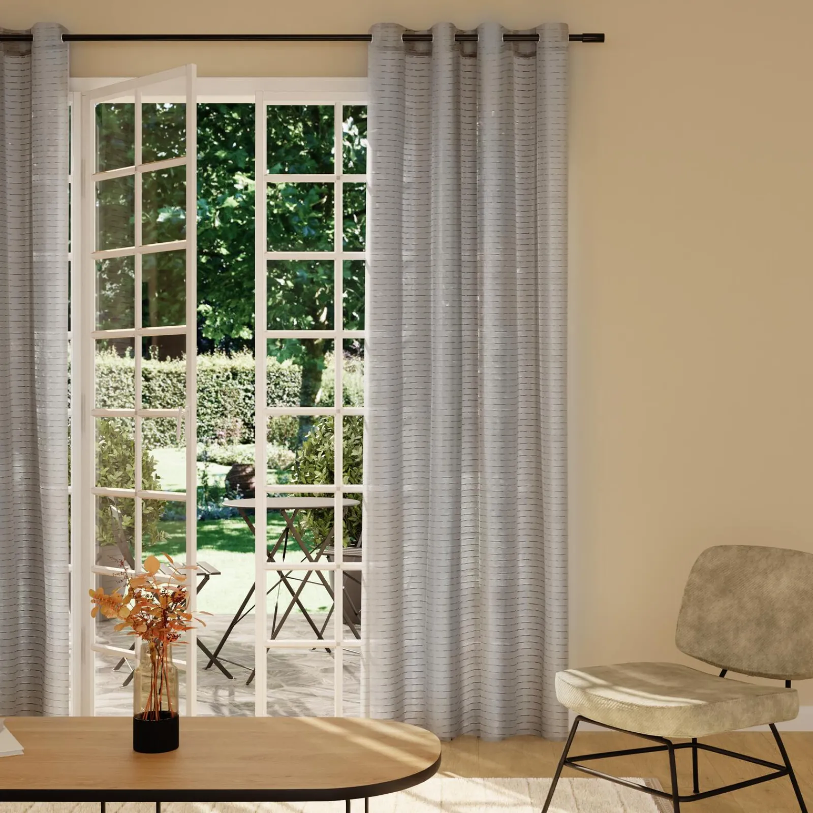 Discount Voilage BEAURECUEIL coloris gris 140 x 240 cm - 4MURS Voilages, Vitrages, Stores Et Accessoires|Rideaux