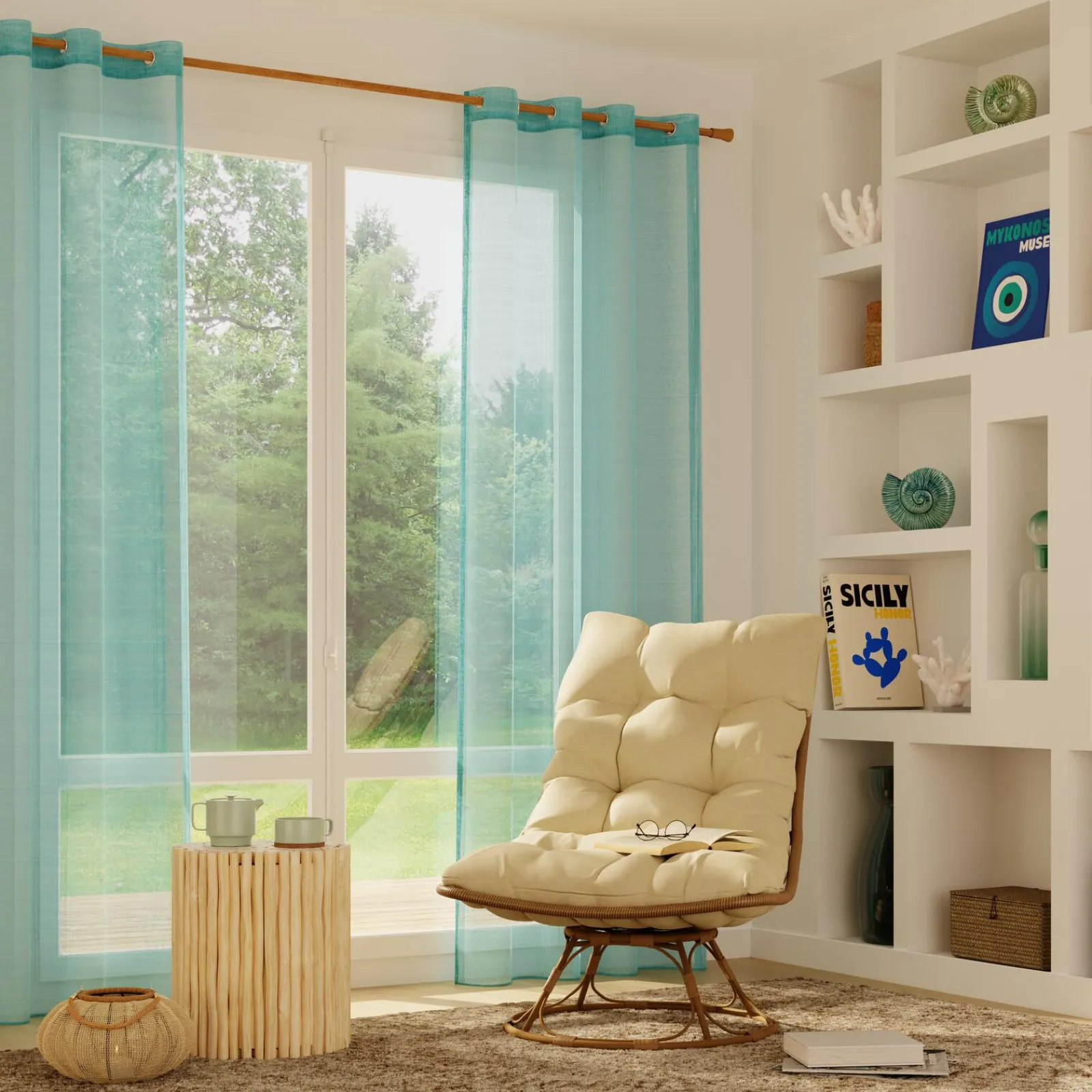 Best Voilage CANOAS coloris bleu aqua 140 x 260 cm - 4MURS Voilages, Vitrages, Stores Et Accessoires|Rideaux